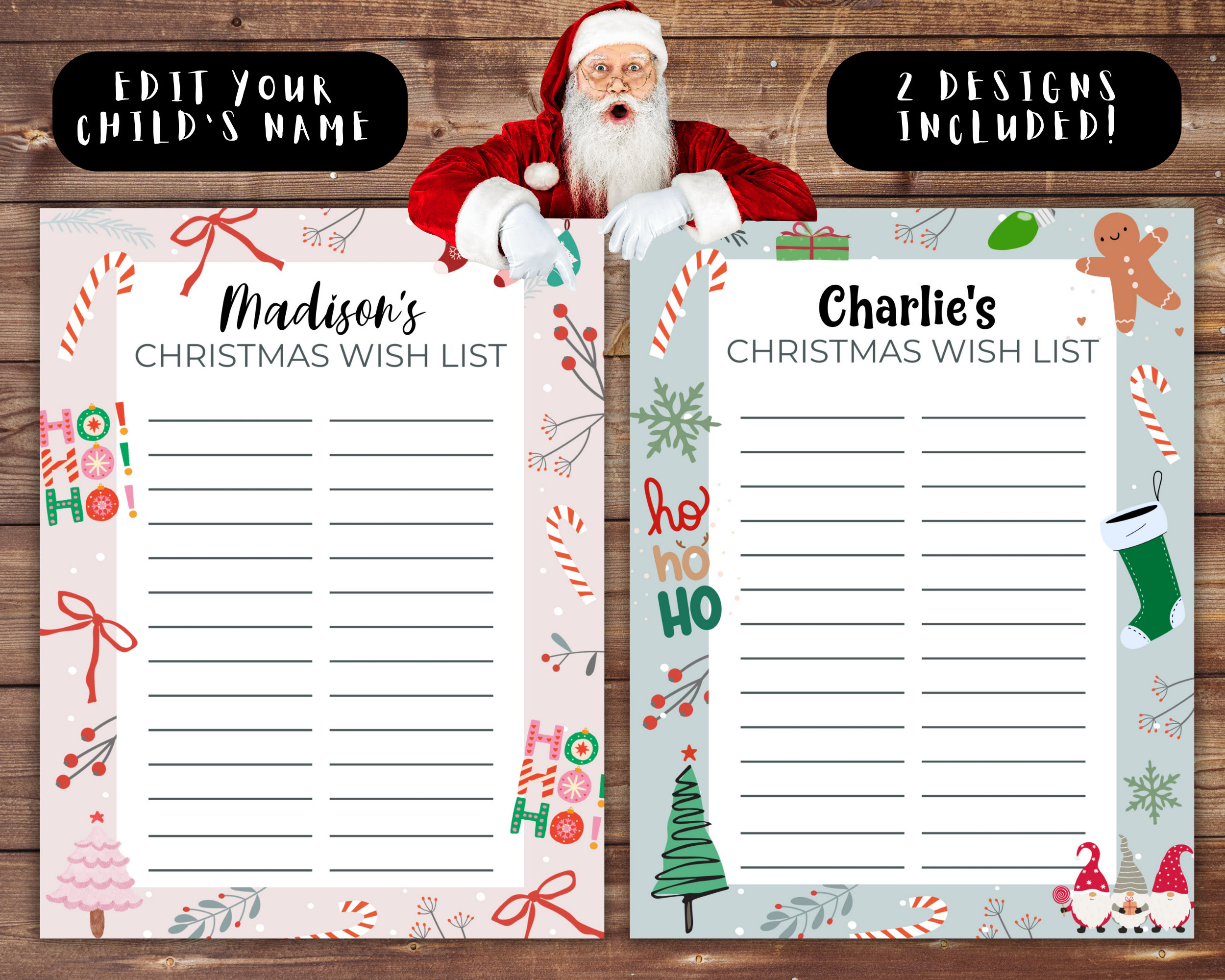 Kids Christmas Wishlist, Diy Editable Holiday Wish List Template within Father Christmas Wish List Templates