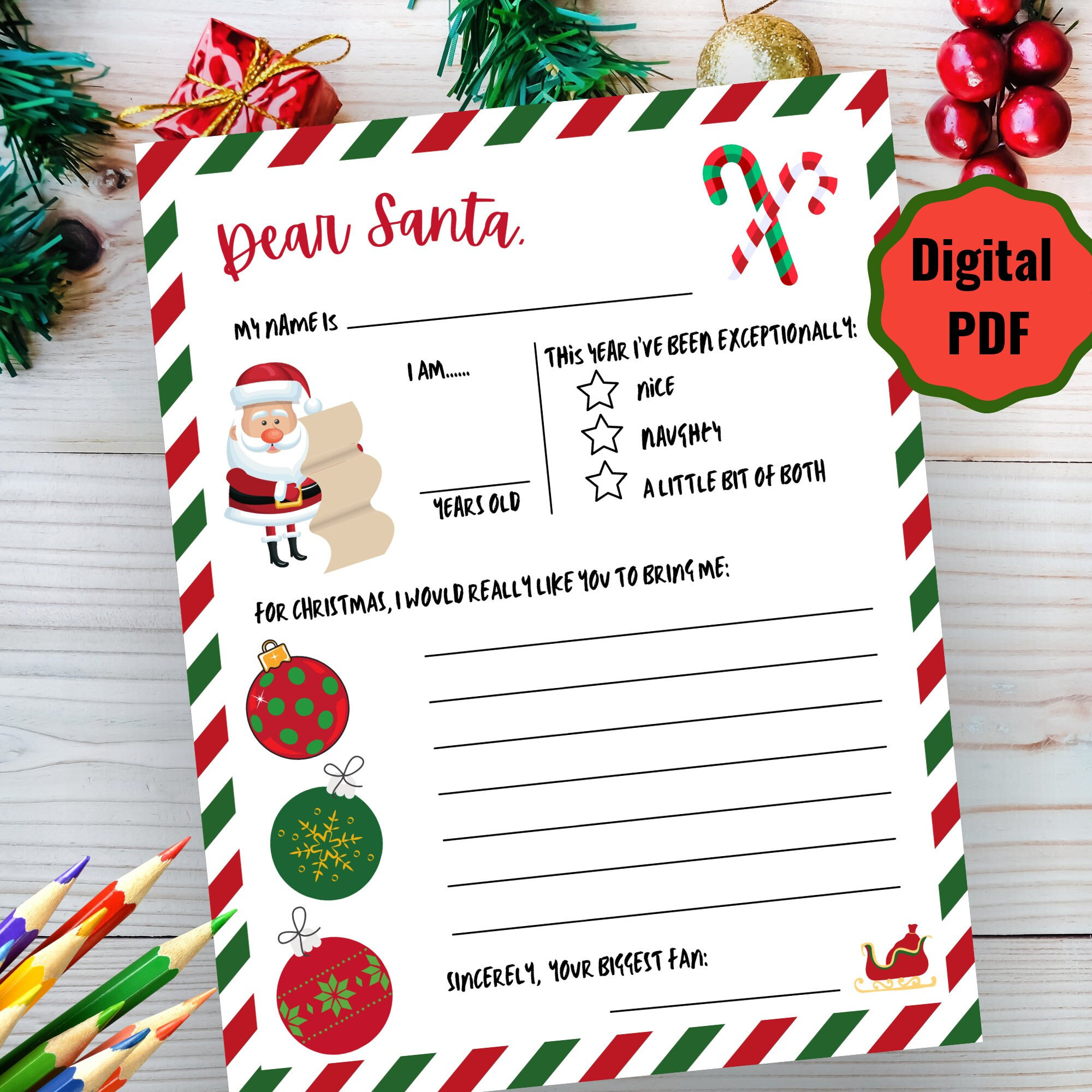 Letter To Santa, Bonus Coloring Pages, Dear Santa, Printable in Father Christmas List Templates