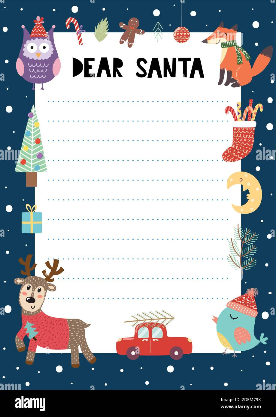 Letter To Santa Claus A4 Template With Cute Christmas Characters with Father Christmas List Templates