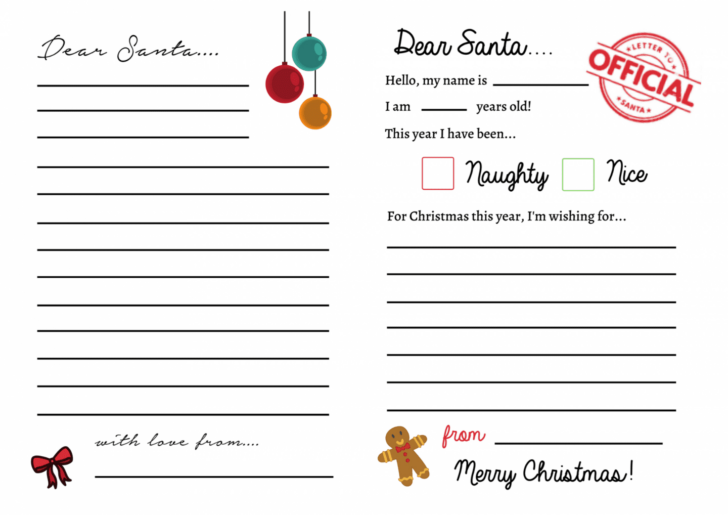 Christmas Letter to Santa Templates