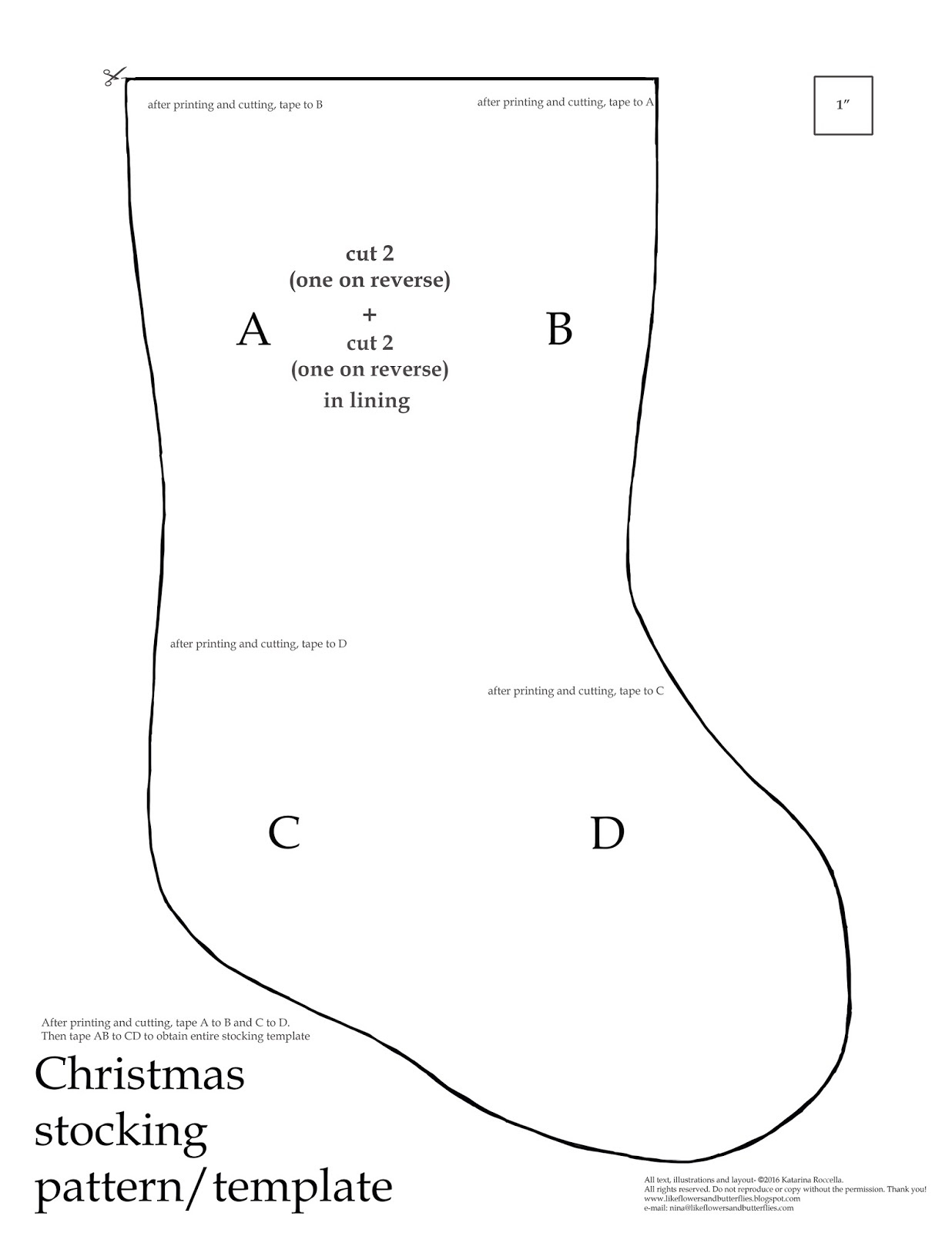 Likeflowersandbutterflies: Christmas Stocking Tutorial / Pattern in Christmas Stocking Templates For Sewing