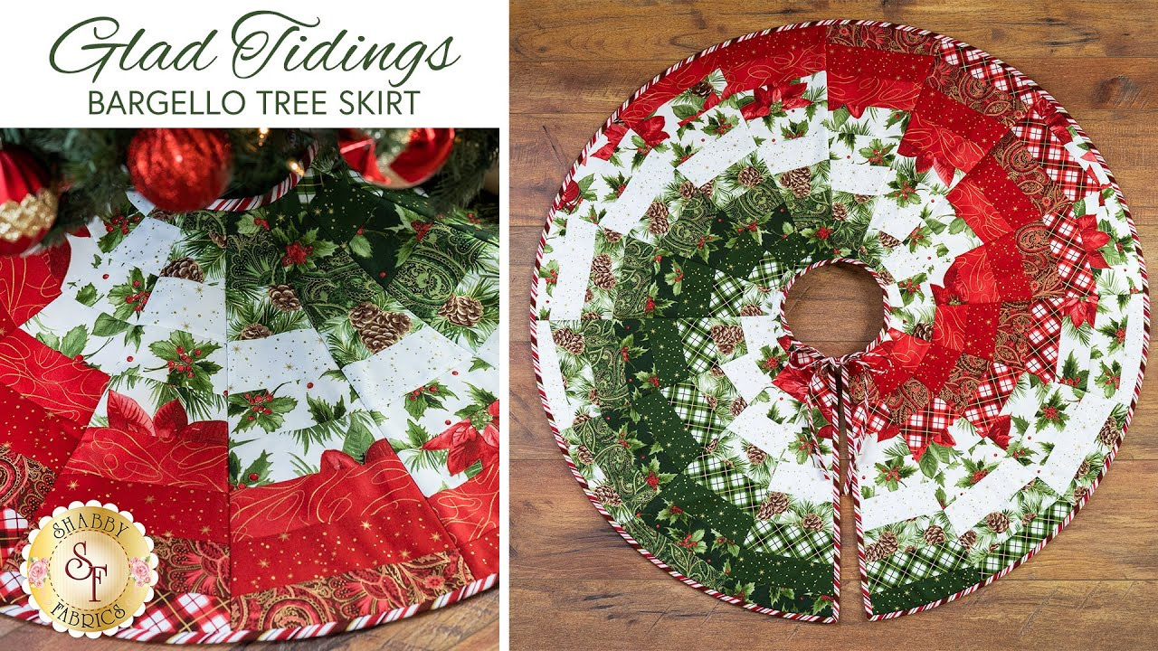 Make A Bargello Tree Skirt W/ June Tailor Pre-Printed Batting | A Shabby Fabrics Quilting Tutorial intended for Christmas Tree Skirt Templates