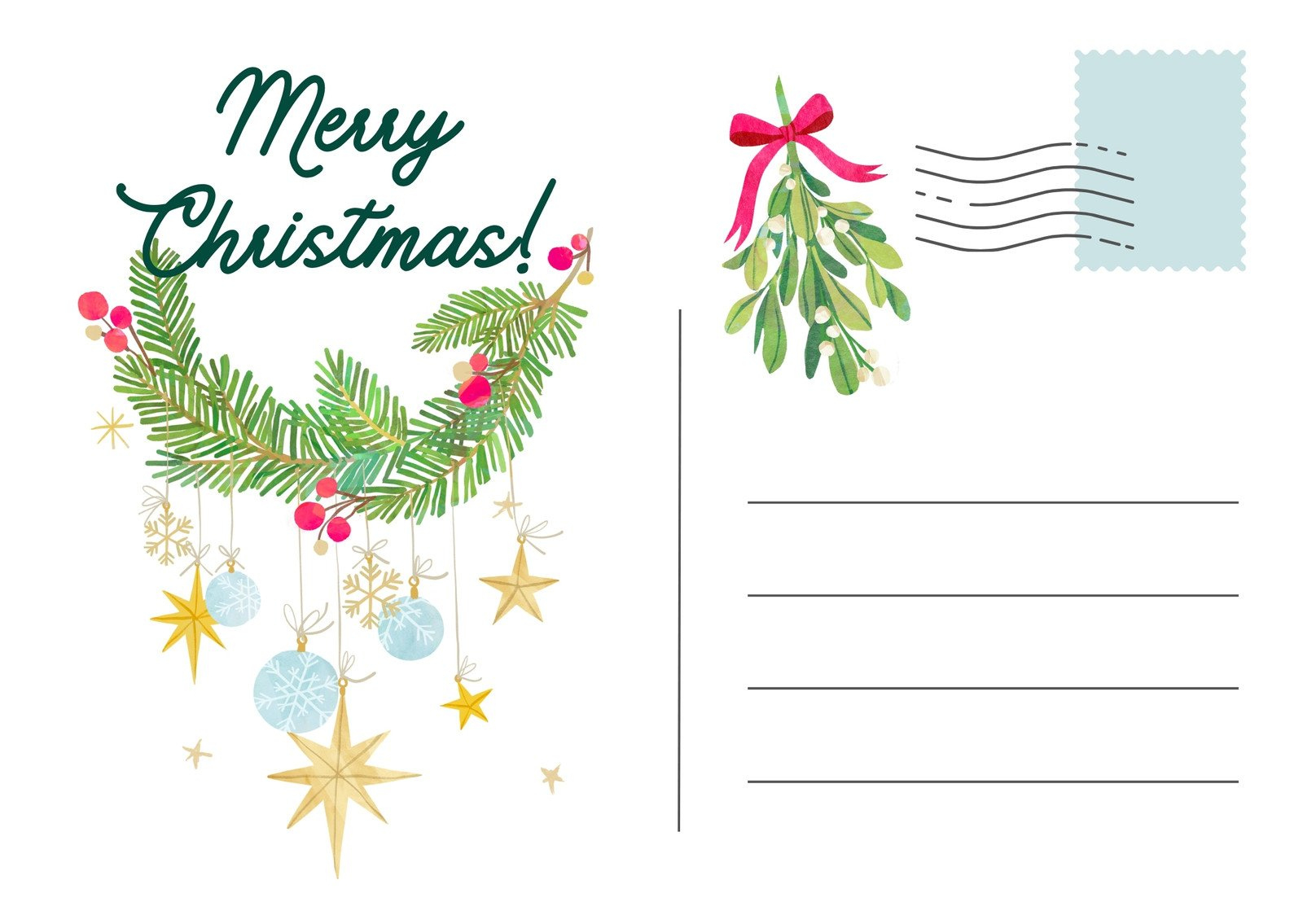 Page 4 - Free Printable, Customizable Christmas Postcard Templates for Christmas Postcard Templates