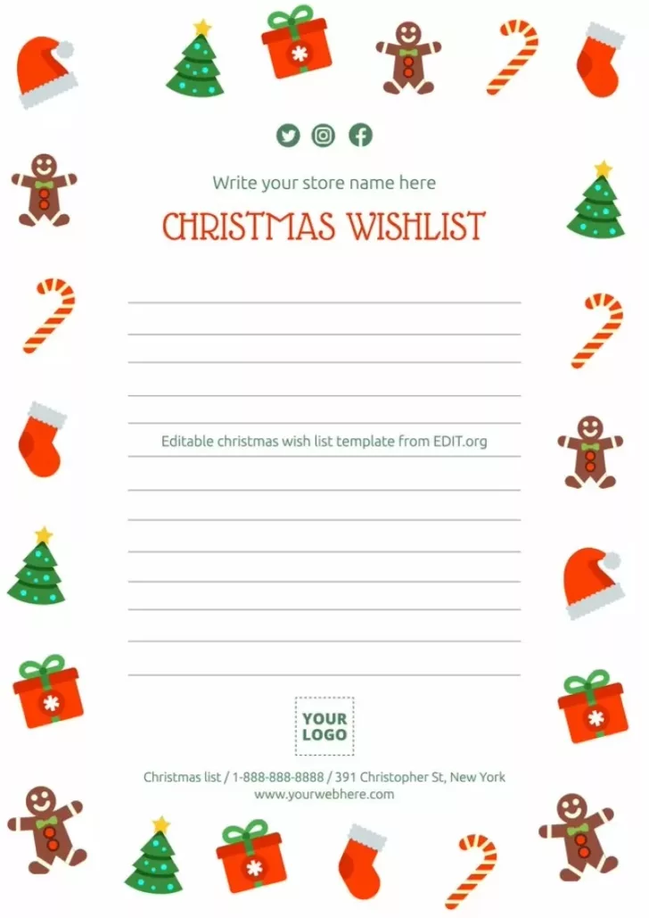 Christmas List Templates Free Printable