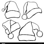 Set Of Monochrome Doodle Hats Santa Claus. Template Christmas Hat Throughout Christmas Hat Templates