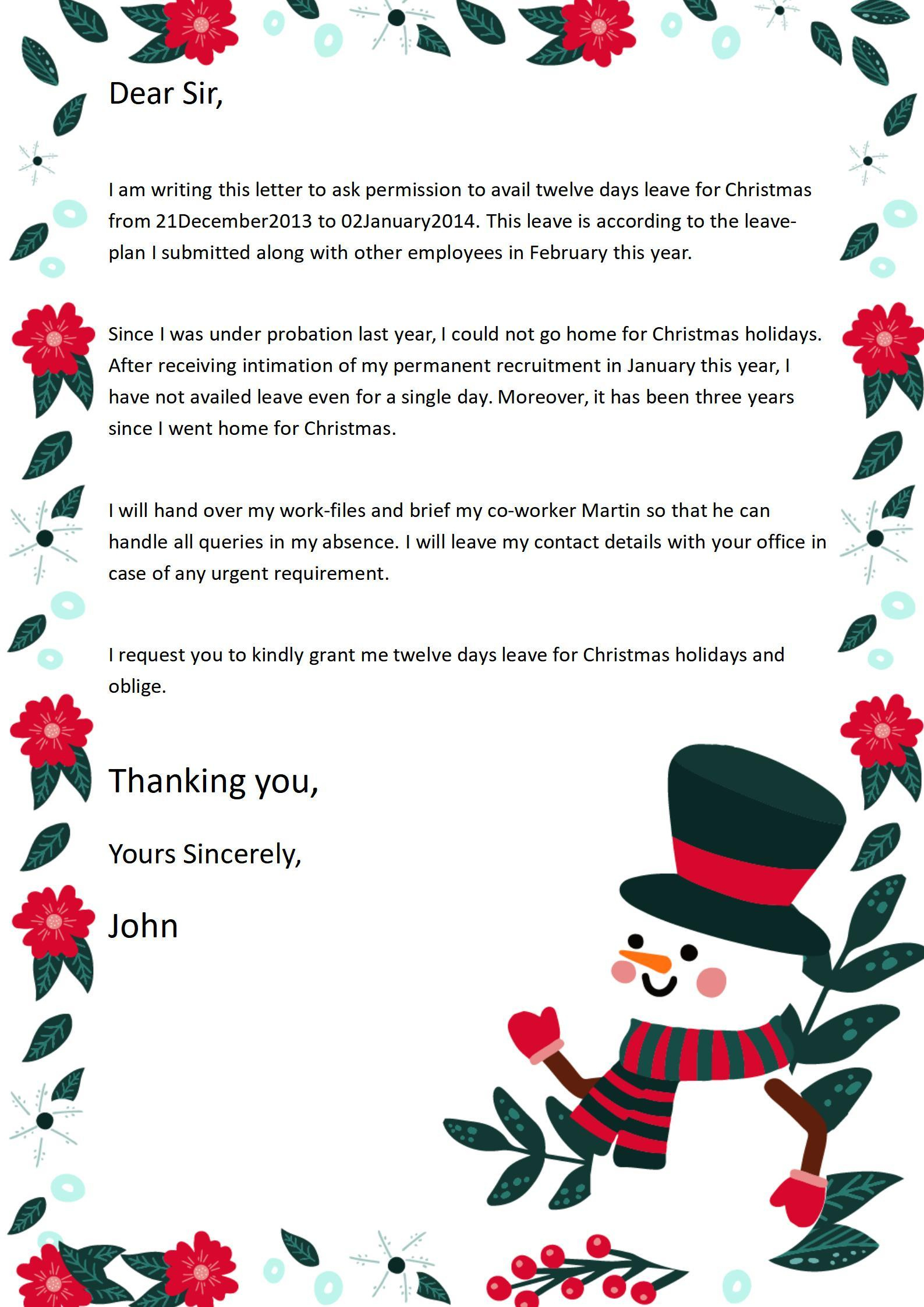 Word Of White Christmas Holiday Letter.docx | Wps Free Templates for Christmas Holiday Letter Templates