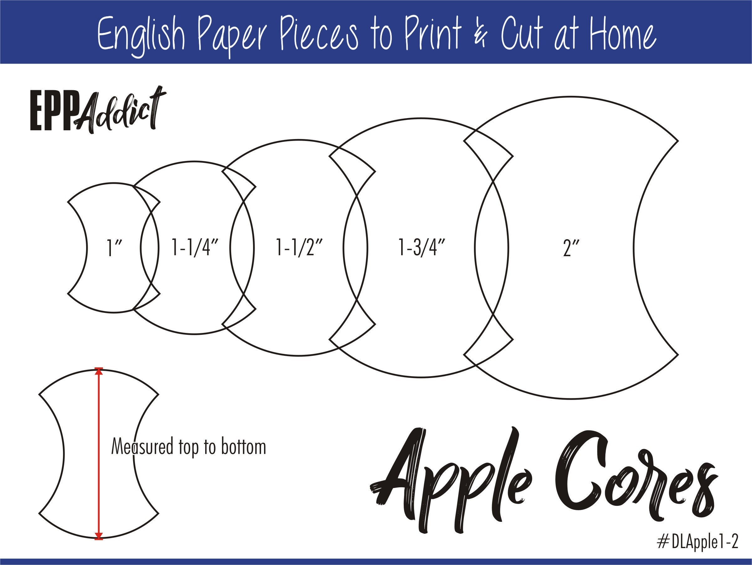 1 - 2&amp;quot; Print At Home Apple Core Shapes For English Paper Piecing | Epp | Pieces | Dowloadable | Download | Templates | A4 &amp;amp; Letter throughout Free Printable Apple Core Quilt Template