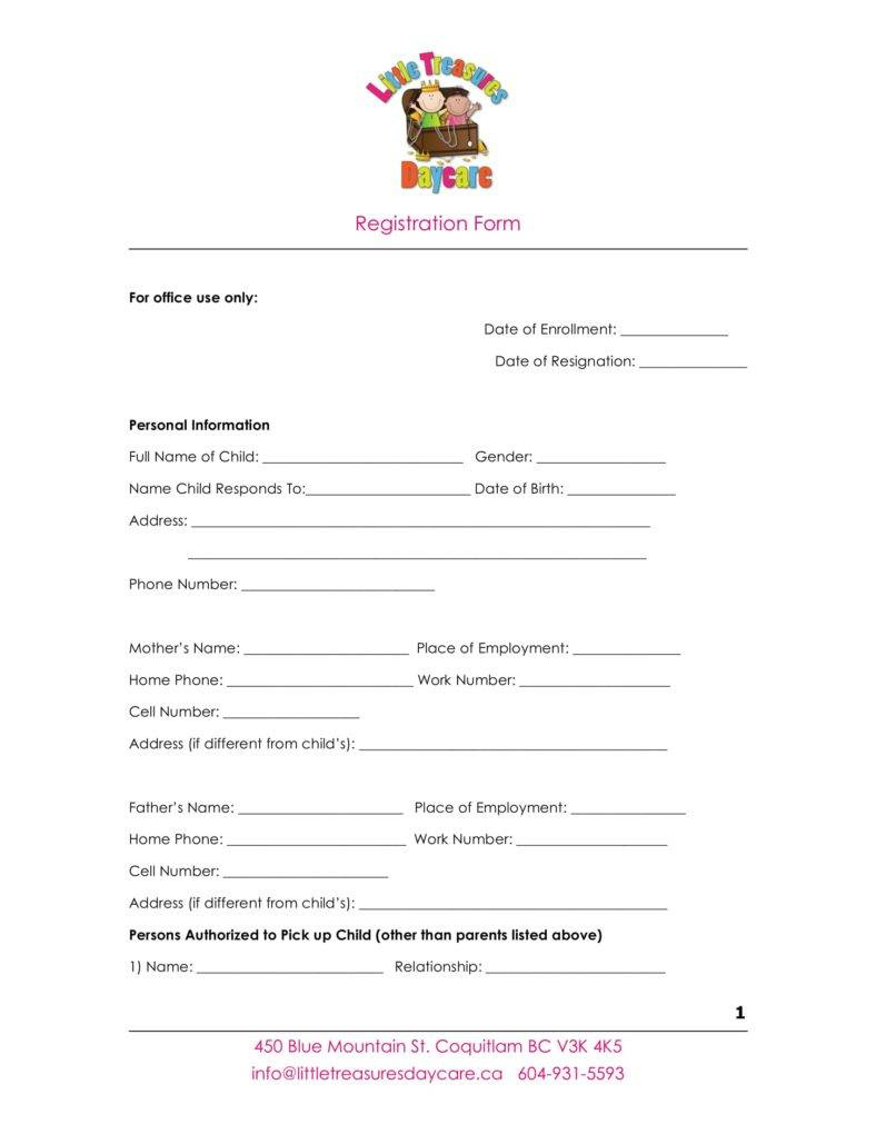 10+ Daycare Application Form Templates - Pdf, Doc Format Download for Free Printable Daycare Forms Template