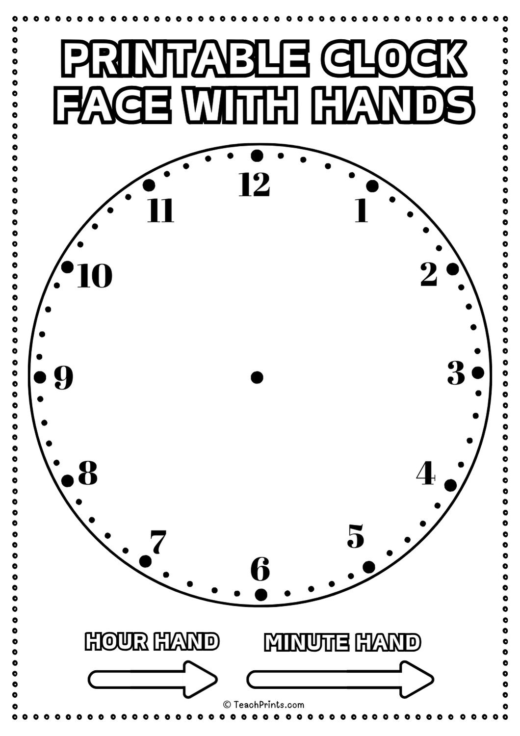 10 Free Printable Clock Face Worksheets - Teach Prints in Free Printable Clock Template With Hands