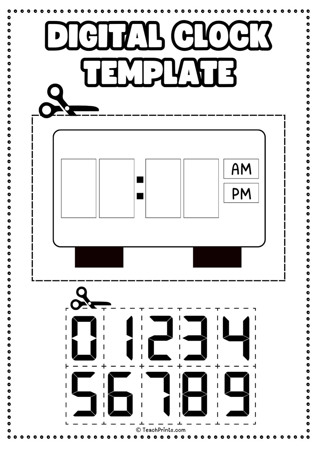 10 Free Printable Clock Face Worksheets - Teach Prints in Free Printable Digital Clock Template