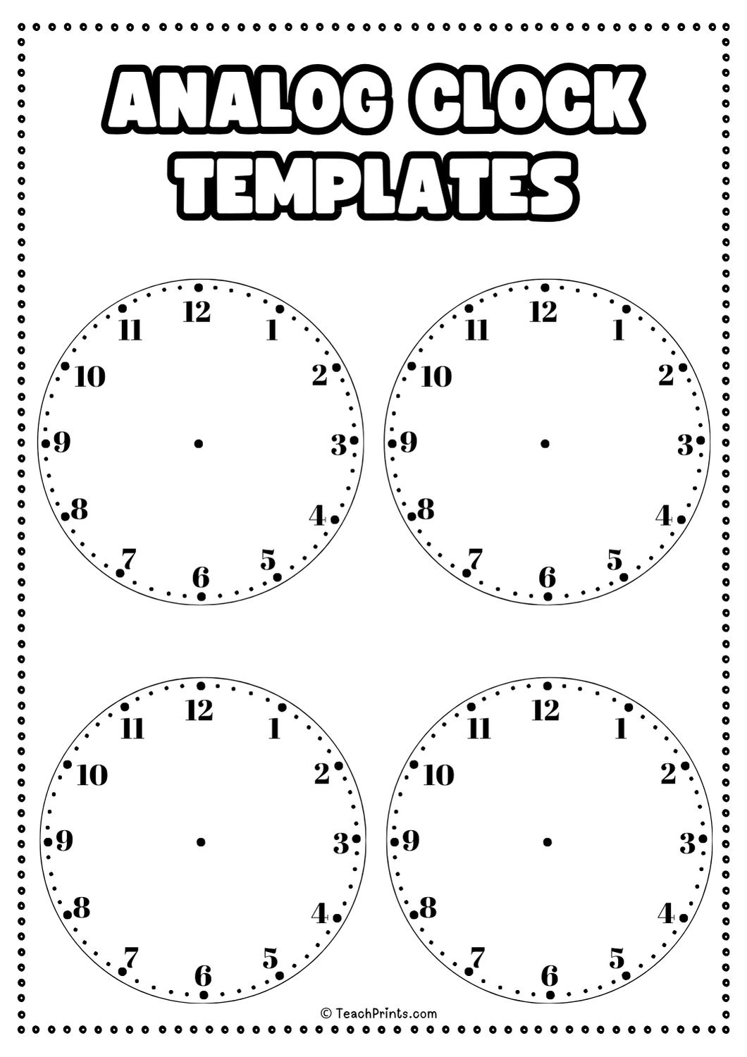 10 Free Printable Clock Face Worksheets - Teach Prints with Free Printable Clock Face Template