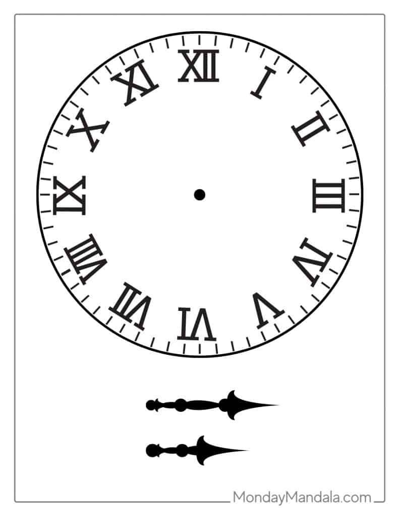 14 Printable Clock Faces (Free Pdfs To Download &amp;amp; Print) in Free Printable Clock Hands Template