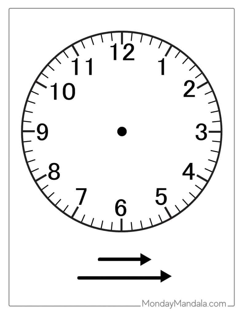 14 Printable Clock Faces (Free Pdfs To Download &amp;amp; Print) in Free Printable Clock Hands Template