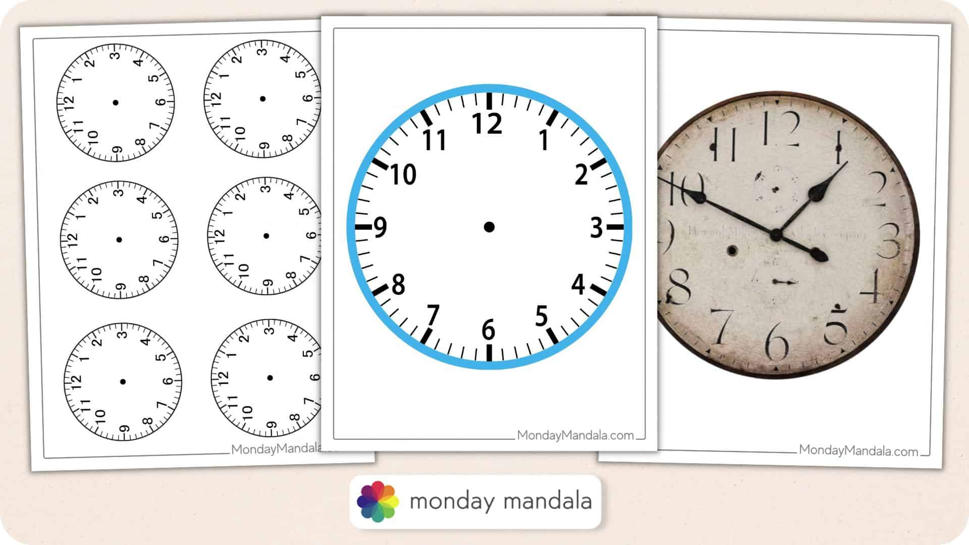 14 Printable Clock Faces (Free Pdfs To Download &amp;amp; Print) throughout Free Printable Clock Hands Template