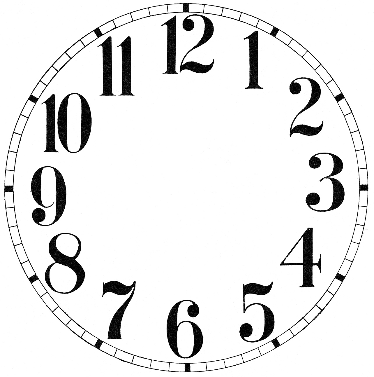 15 Clock Face Images - Print Your Own! - The Graphics Fairy regarding Free Printable Clock Face Template