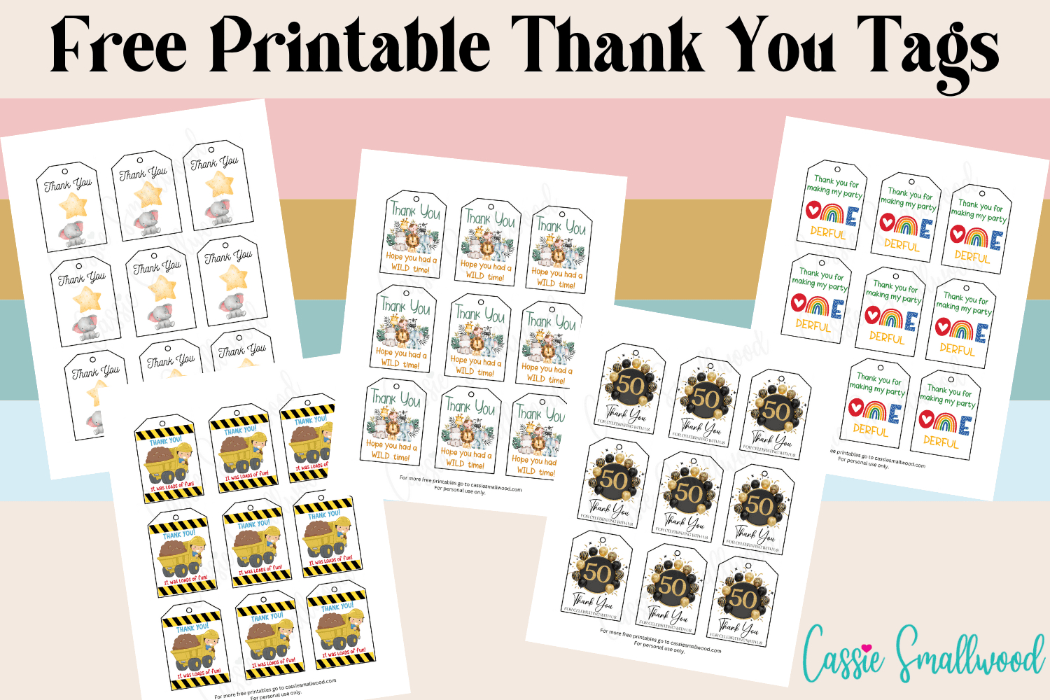 15 Insanely Cute Thank You Tags (Free Printable) - Cassie Smallwood with regard to Free Printable Baptism Favor Tags Template