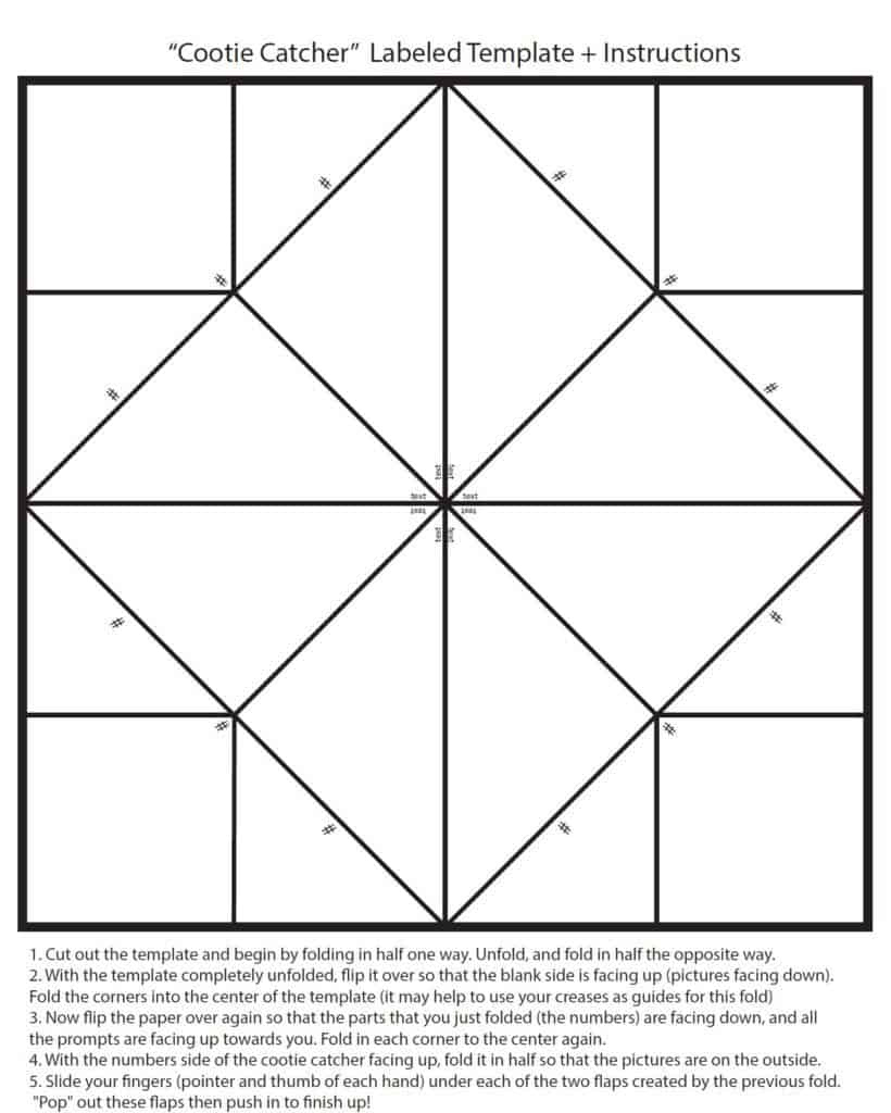 16 Printable Cootie Catchers For Kids! [+Free Blank Template with Free Printable Cootie Catcher Template