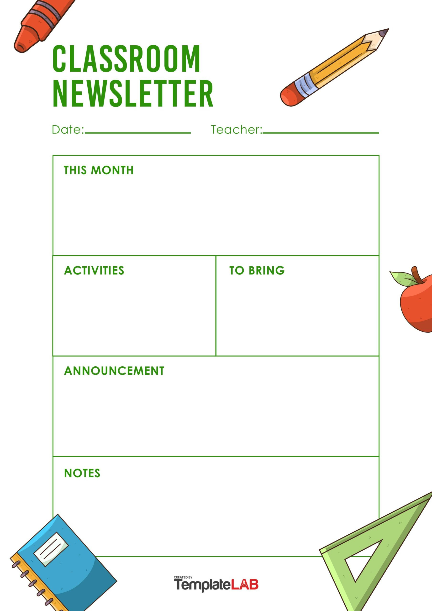 19 Creative Preschool Newsletter Templates (Free) in Free Printable Blank Newsletter Template