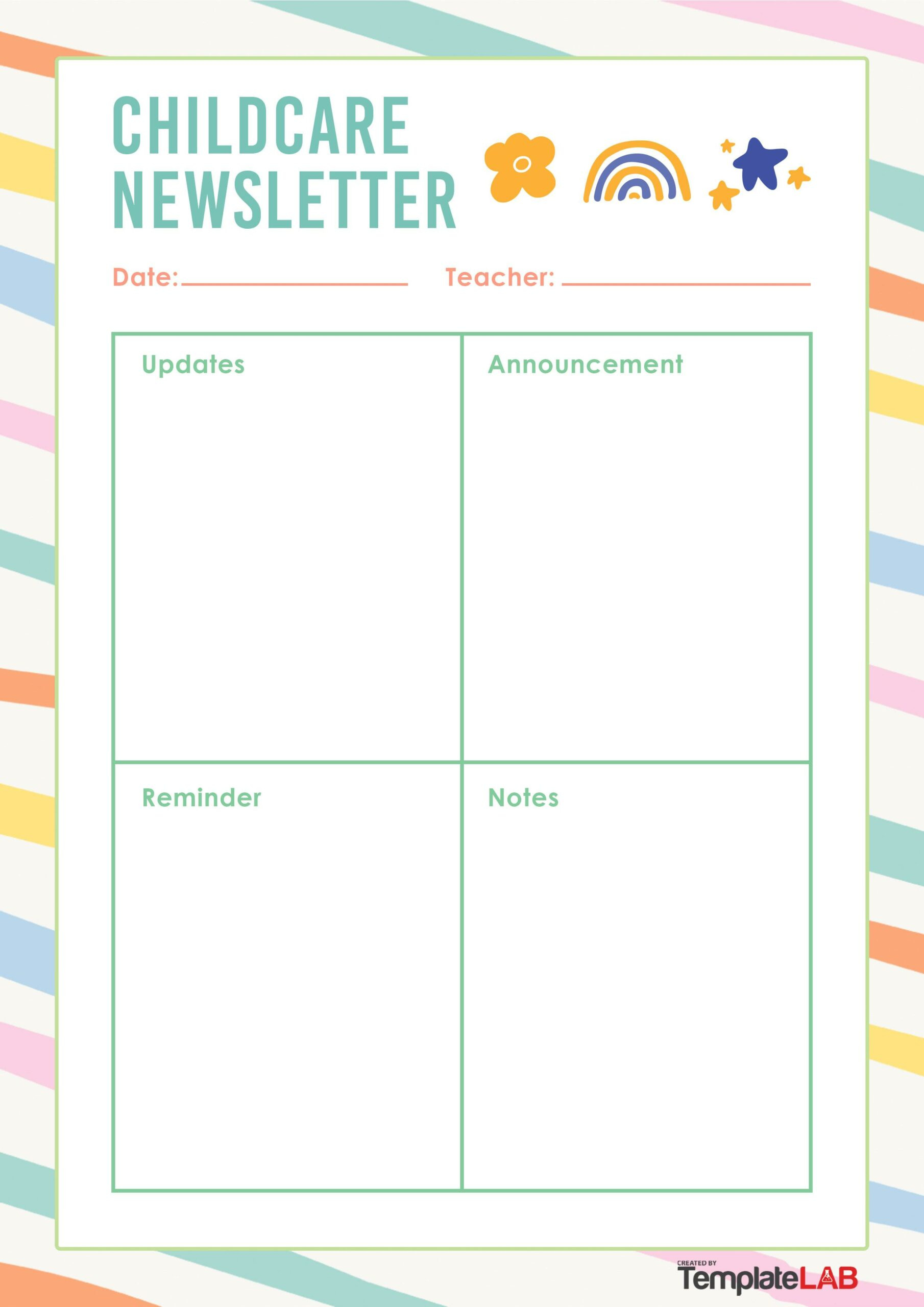 19 Creative Preschool Newsletter Templates (Free) in Free Printable Daycare Newsletter Template