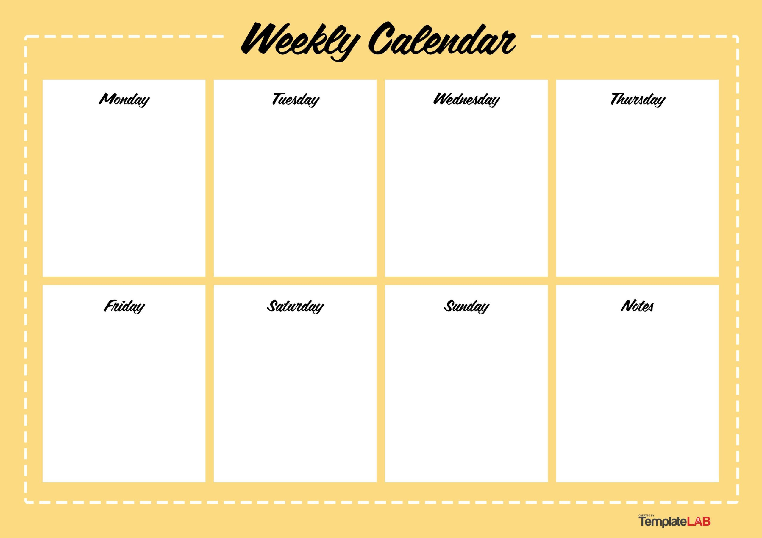19 Free Weekly Calendar Templates [Word, Excel, Pdf] with Free Printable 7 Day Weekly Schedule Template