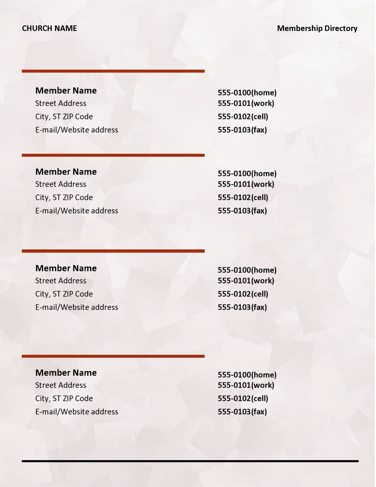 22 Free Church Directory Templates (+Examples) ᐅ Templatelab regarding Free Printable Church Directory Template