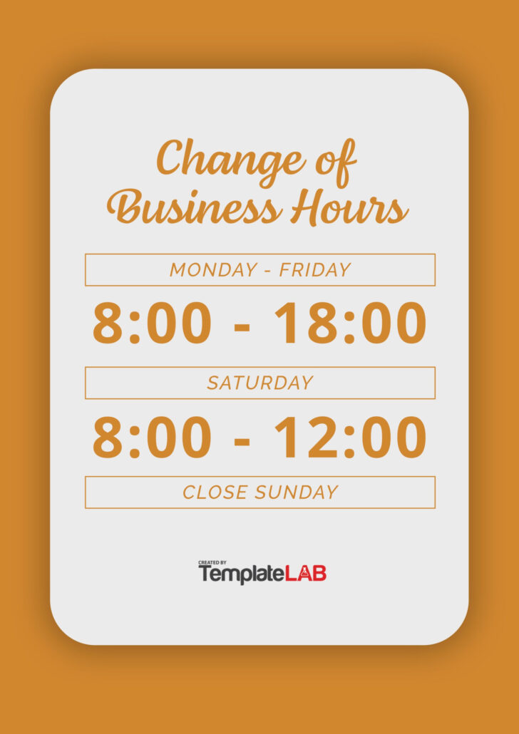 Free Printable Business Hours Sign Template