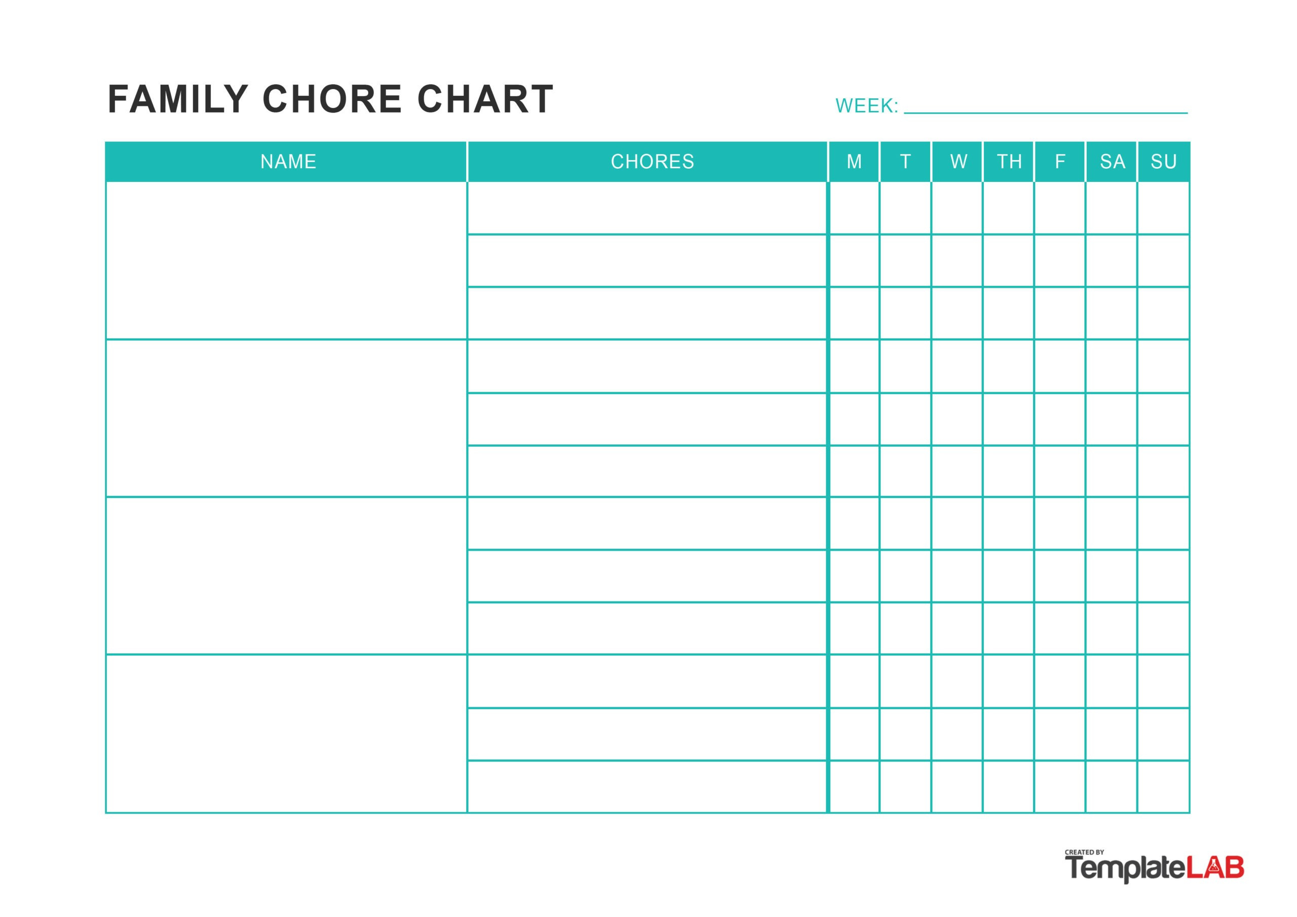 23 Free Chore Chart Templates For Kids ᐅ Templatelab for Free Printable Daily Chore Chart Template