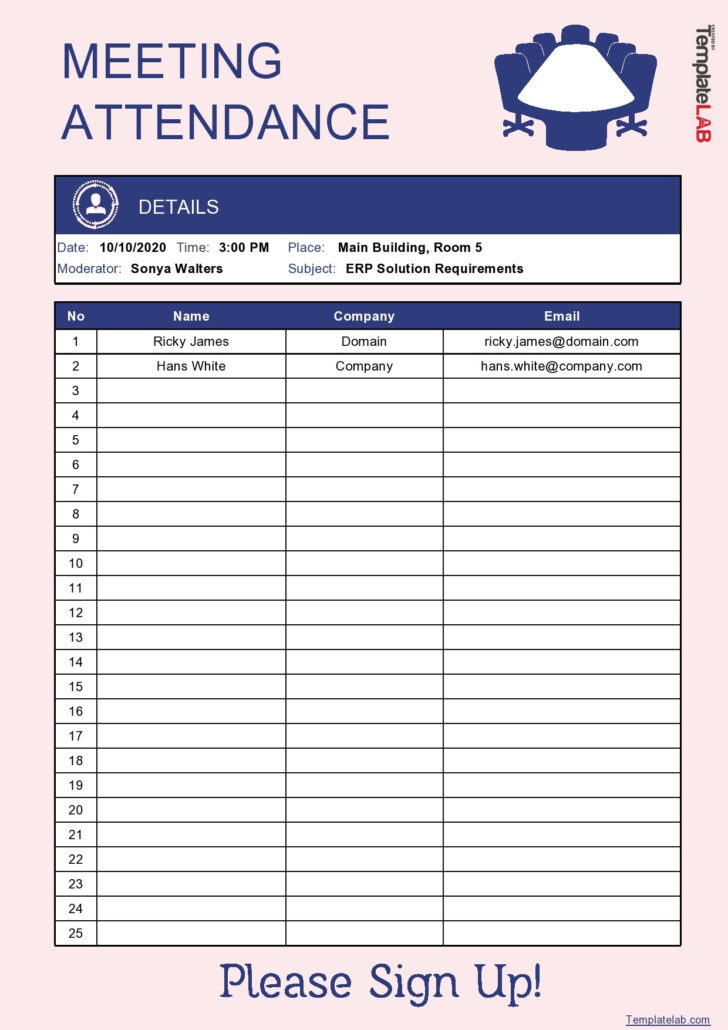 Free Printable Attendance Sheet Template