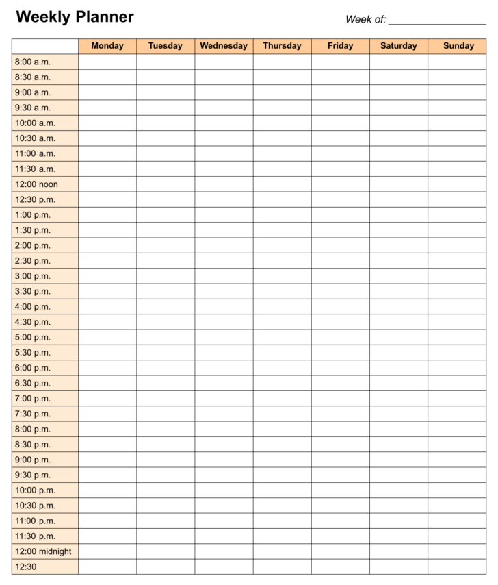 Free Printable 24 Hour Daily Planner Template