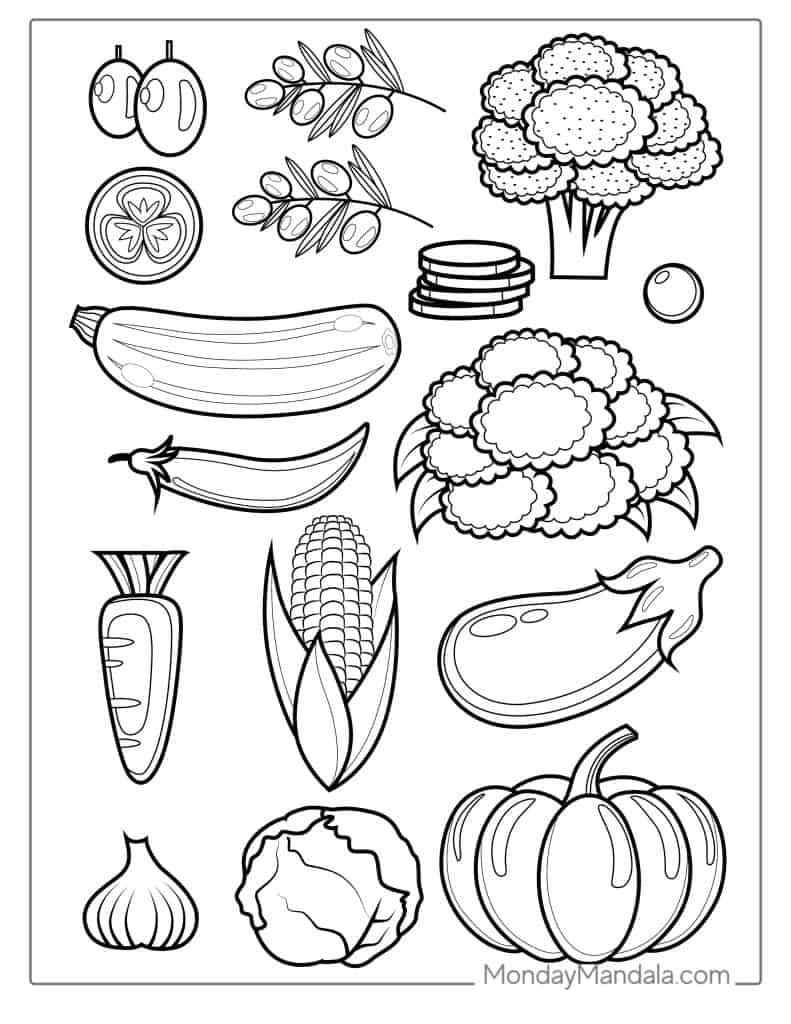 24 Vegetable Coloring Pages (Free Pdf Printables) pertaining to Free Printable Fruit And Vegetable Template