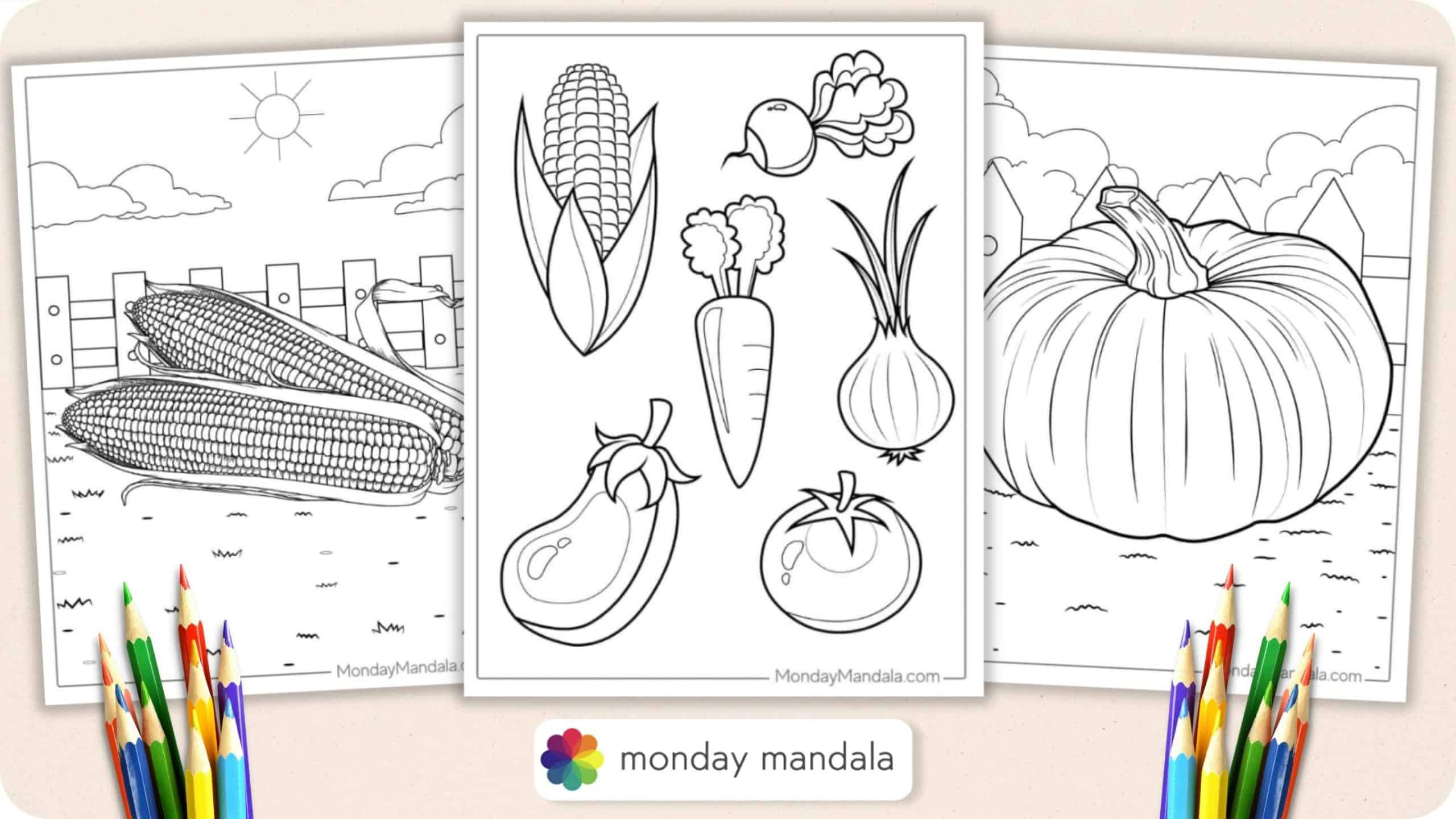 24 Vegetable Coloring Pages (Free Pdf Printables) regarding Free Printable Fruit And Vegetable Template