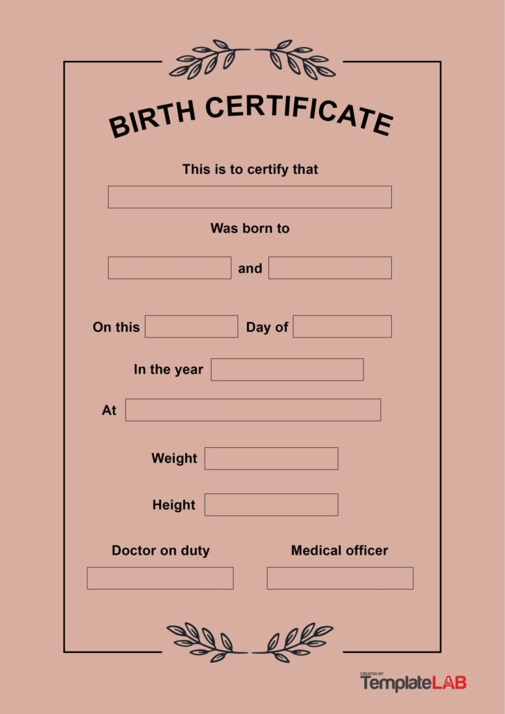 Free Printable Birth Certificate Template