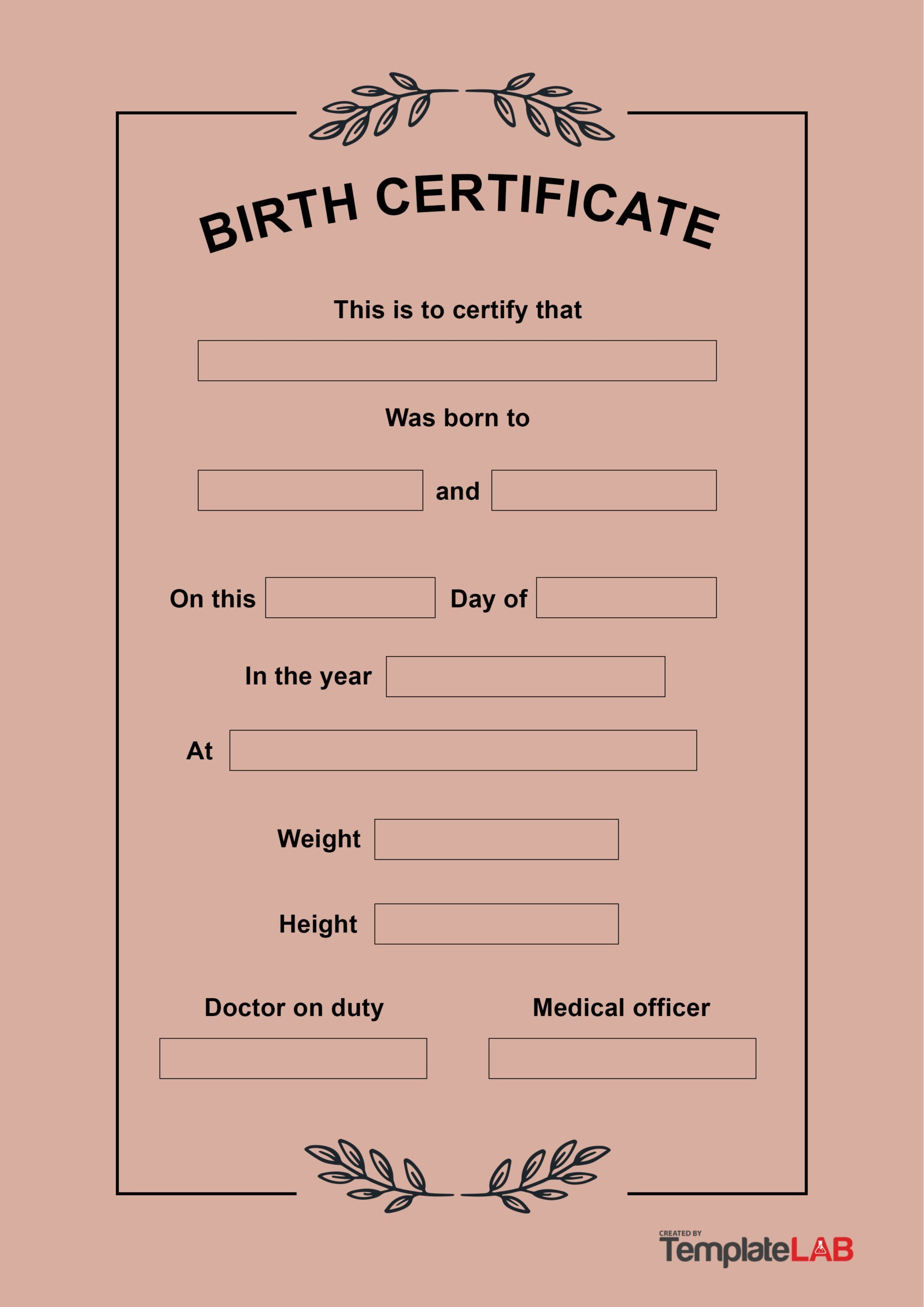 27 Birth Certificate Templates (Word, Ppt &amp;amp; Pdf) ᐅ Templatelab in Free Printable Birth Certificate Template