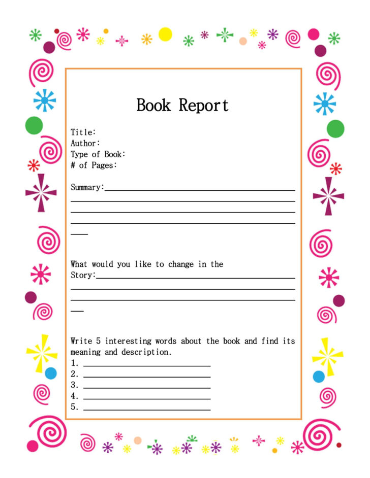 Free Printable Book Report Template For 2nd Grade