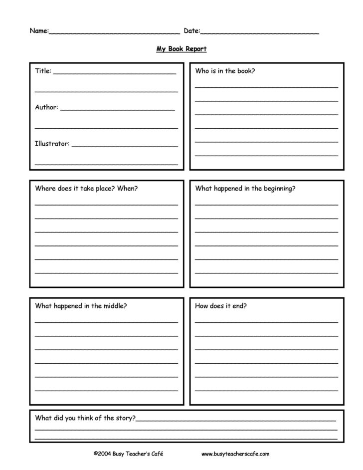 Free Printable Book Report Template 6th Grade