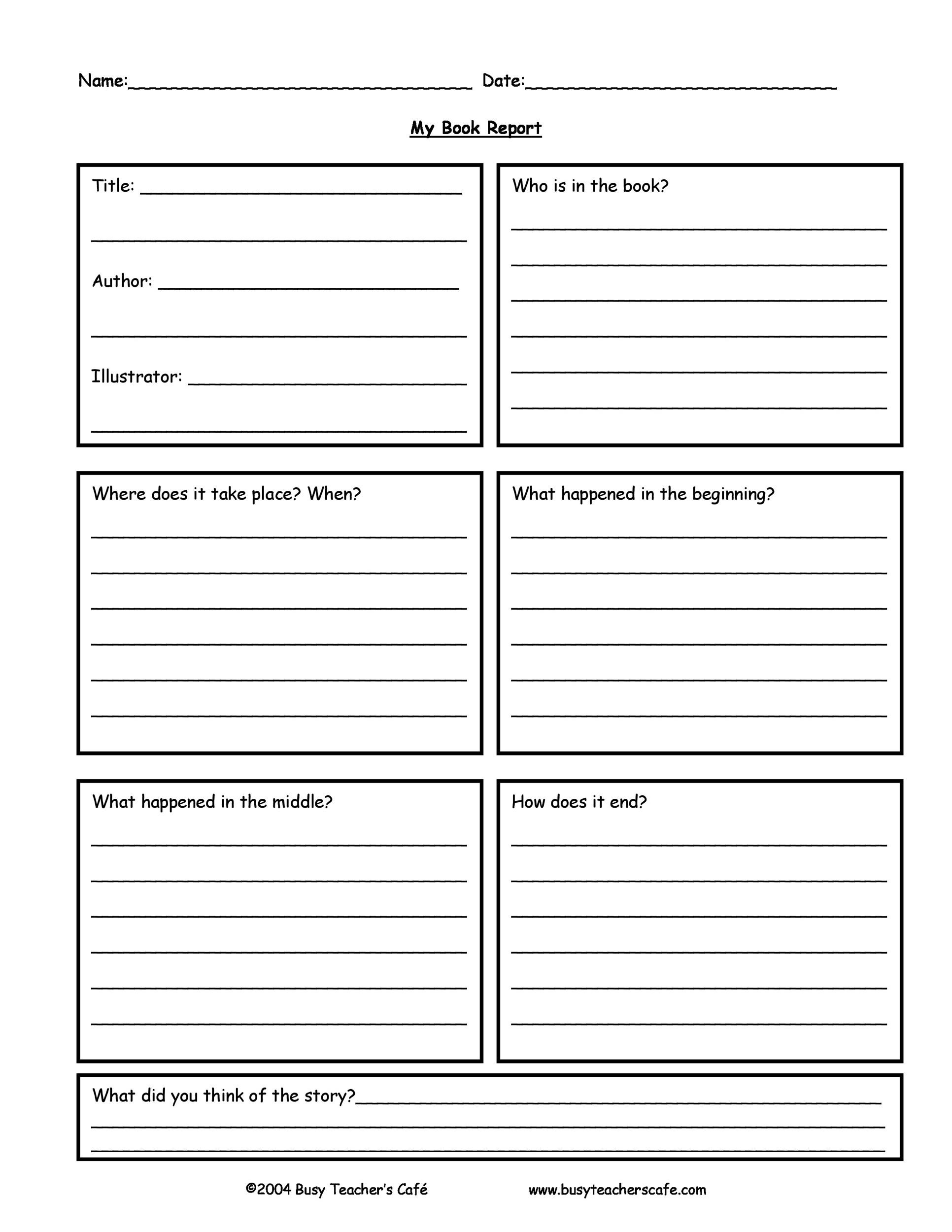 30 Book Report Templates &amp;amp; Reading Worksheets intended for Free Printable Book Report Template 6th Grade