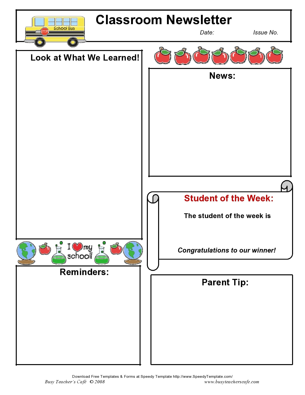 30 Editable Classroom Newsletter Templates (Weekly / Monthly) within Free Printable Blank Newsletter Template