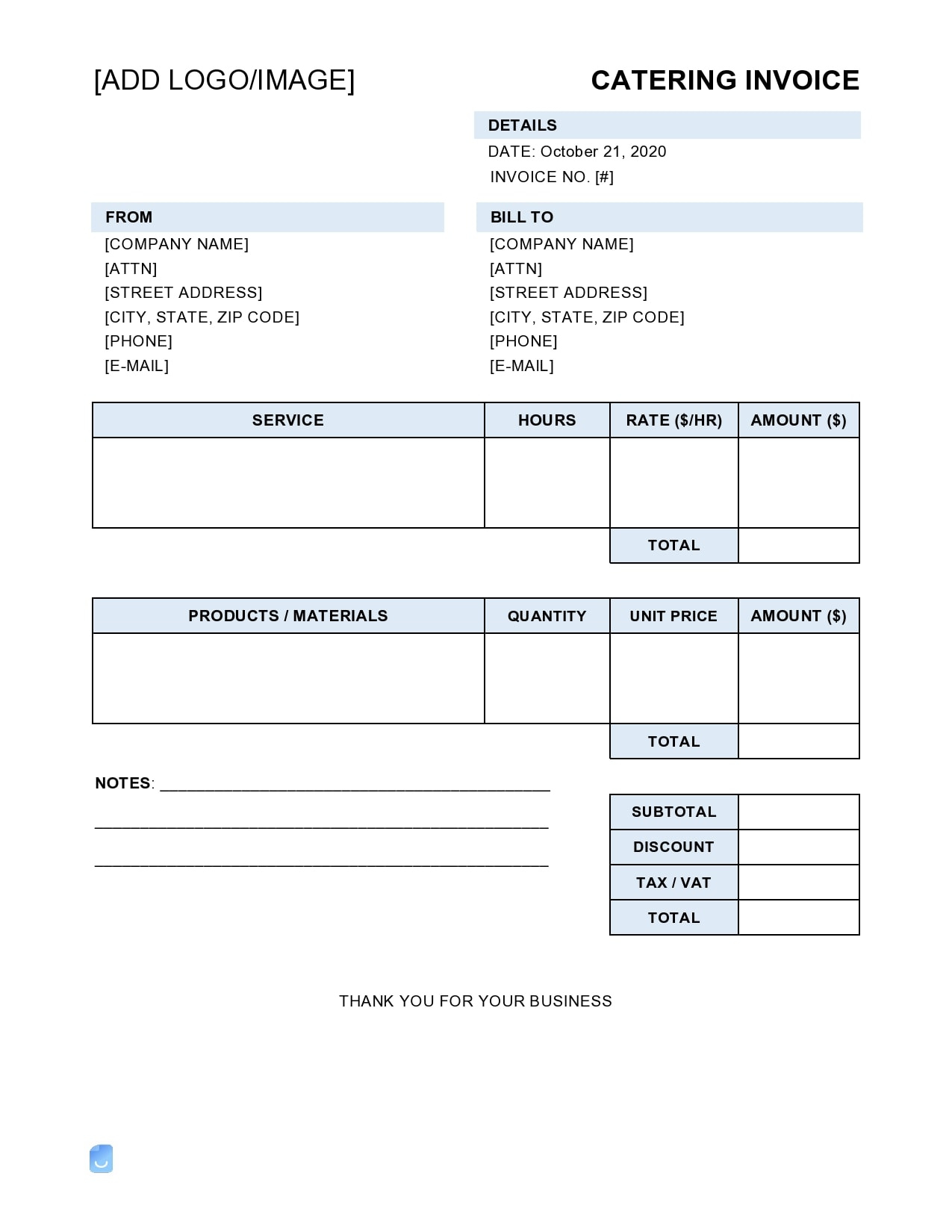 30 Free Catering Invoices (Templates &amp;amp; Samples) for Free Printable Catering Invoice Template