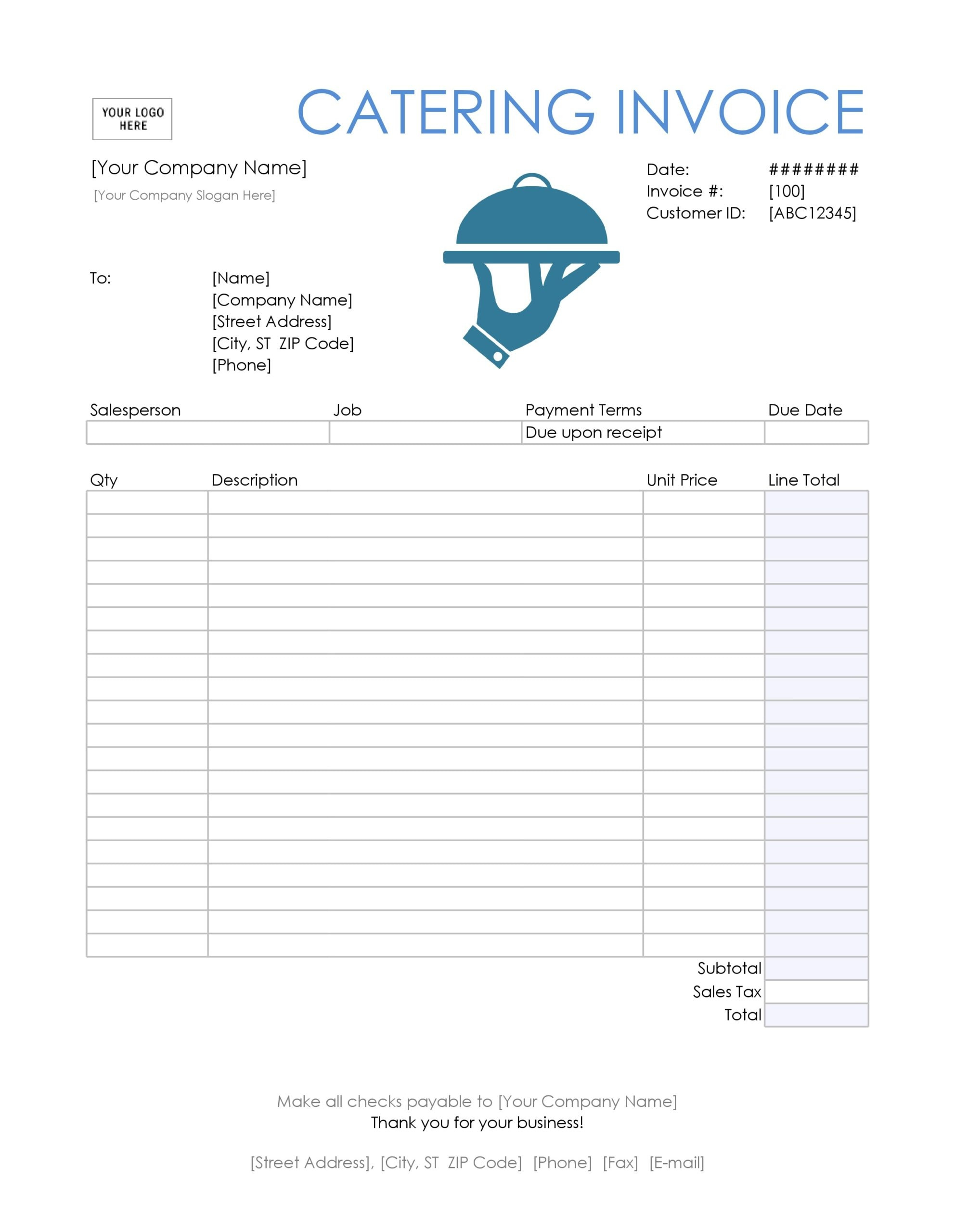 30 Free Catering Invoices (Templates &amp;amp; Samples) for Free Printable Catering Invoice Template