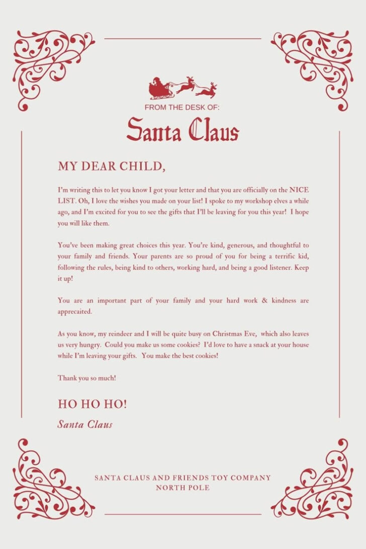 Free Printable From Santa Letter Template