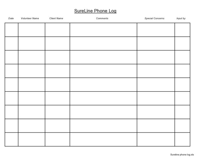 Free Printable Call Log Template