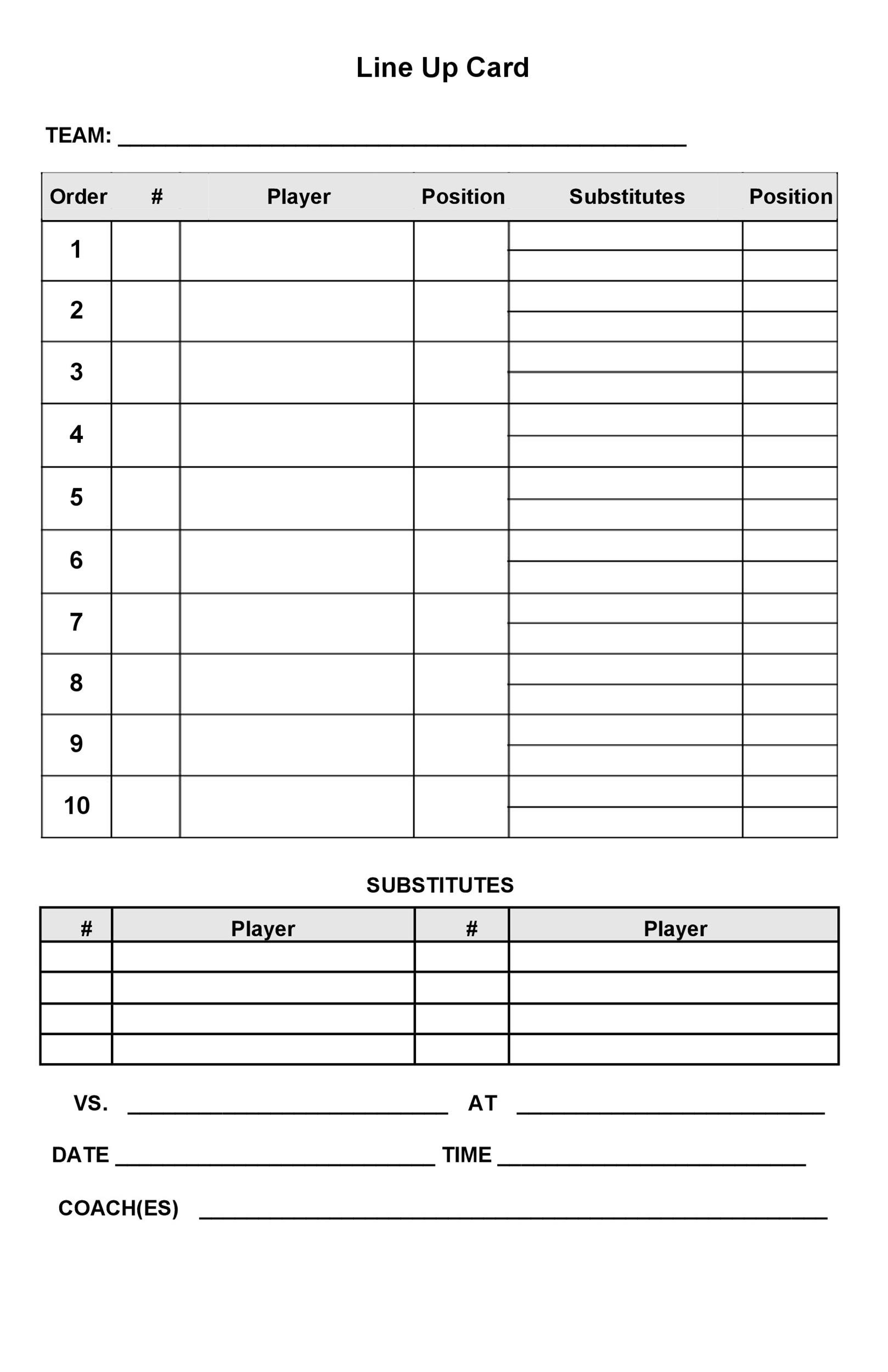 33 Printable Baseball Lineup Templates [Free Download] ᐅ Templatelab regarding Free Printable Baseball Lineup Template