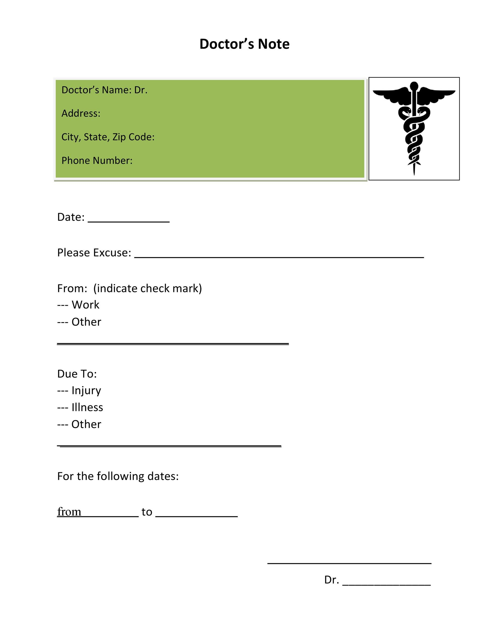 36 Free Doctor Note Templates [For Work Or School] regarding Free Printable Doctors Note Template