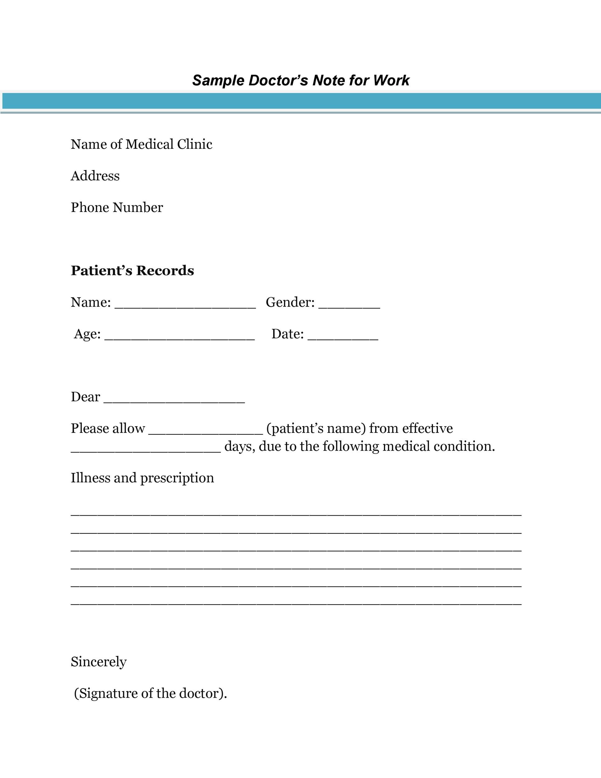 36 Free Doctor Note Templates [For Work Or School] with regard to Free Printable Doctors Note For Work Template
