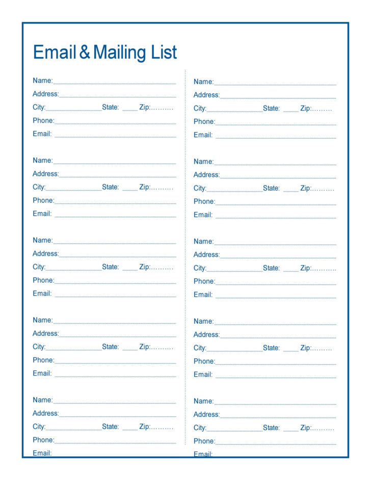 Free Printable Email List Template