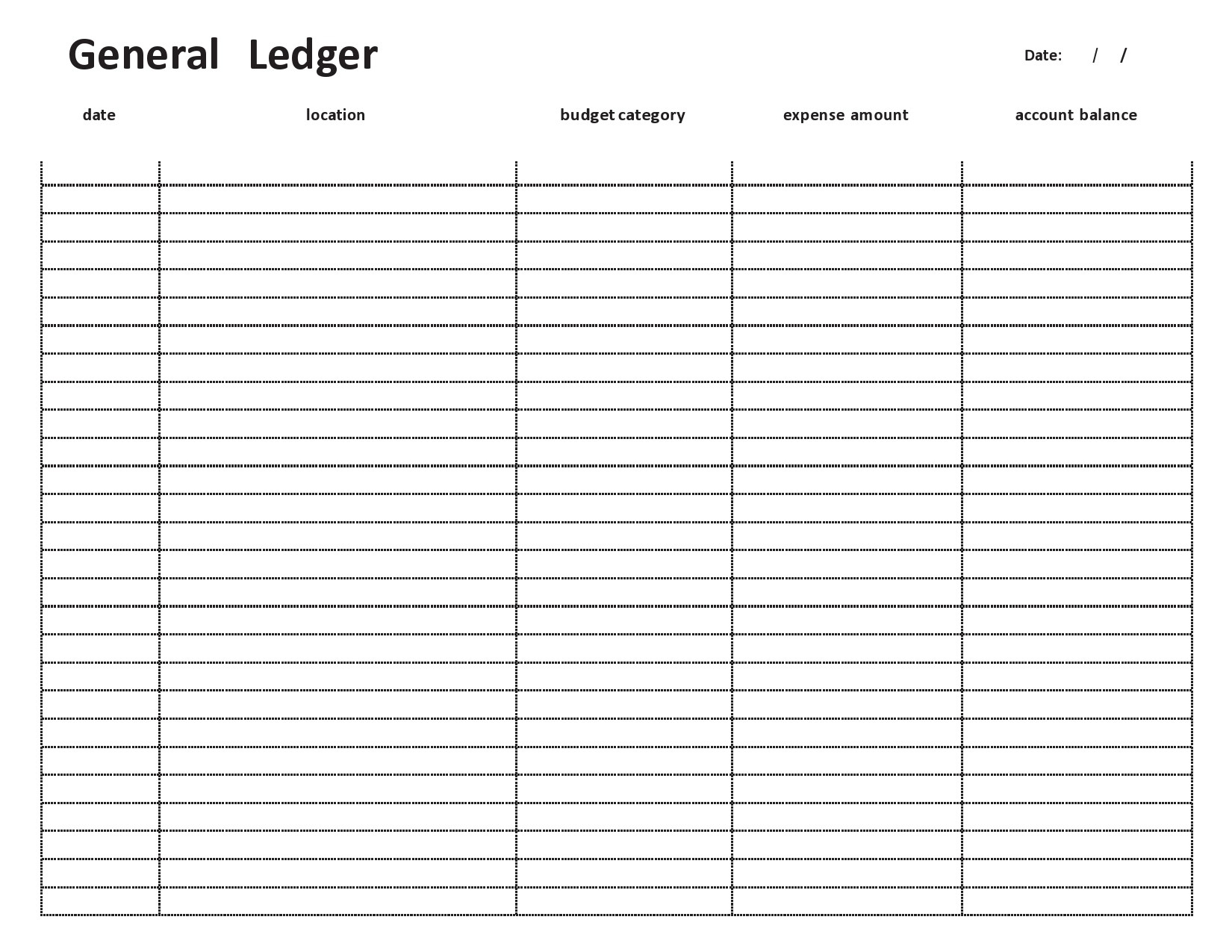 37 Perfect General Ledger Templates [Excel, Word] ᐅ Templatelab inside Free Printable General Ledger Template