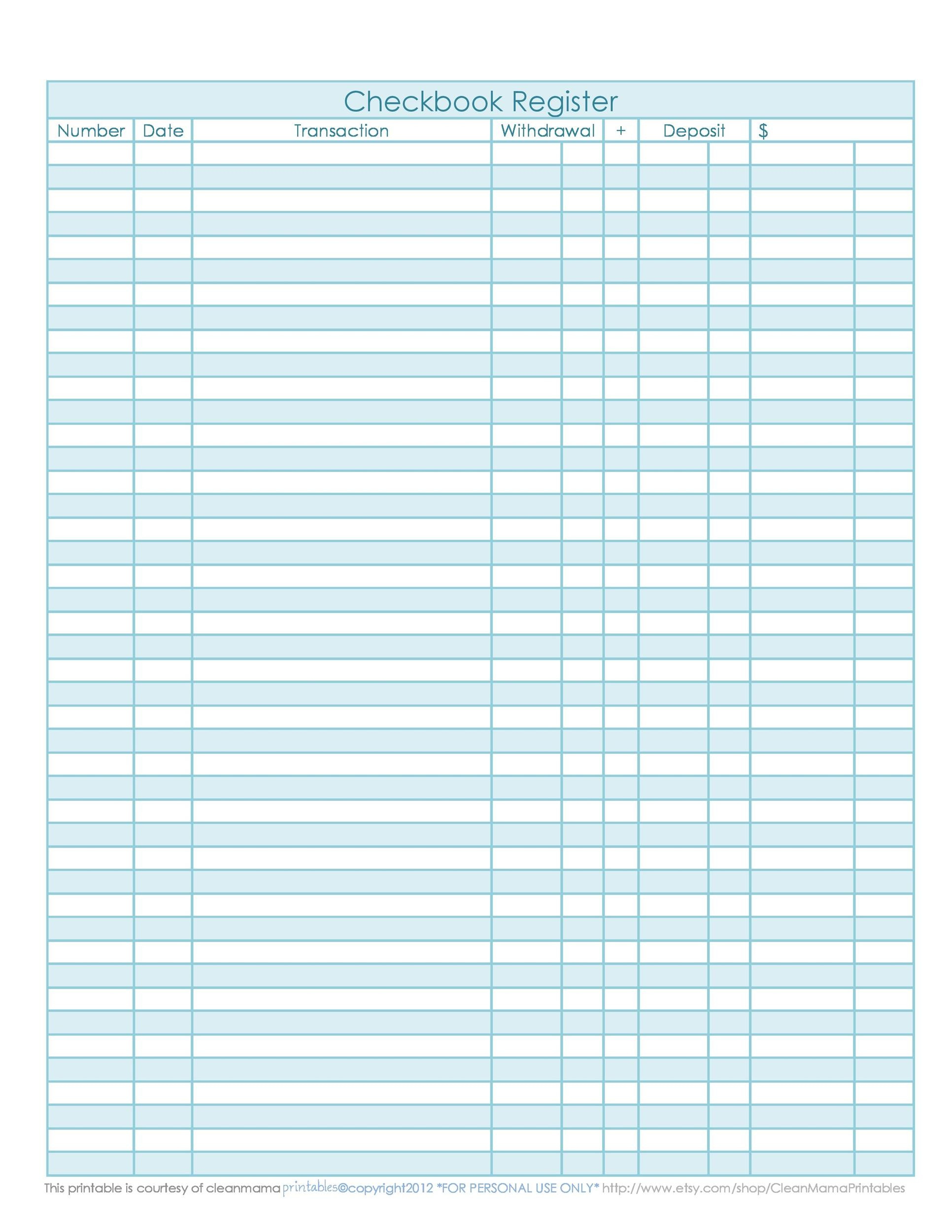 39 Checkbook Register Templates [100% Free, Printable] ᐅ Templatelab throughout Free Printable Checkbook Register Template