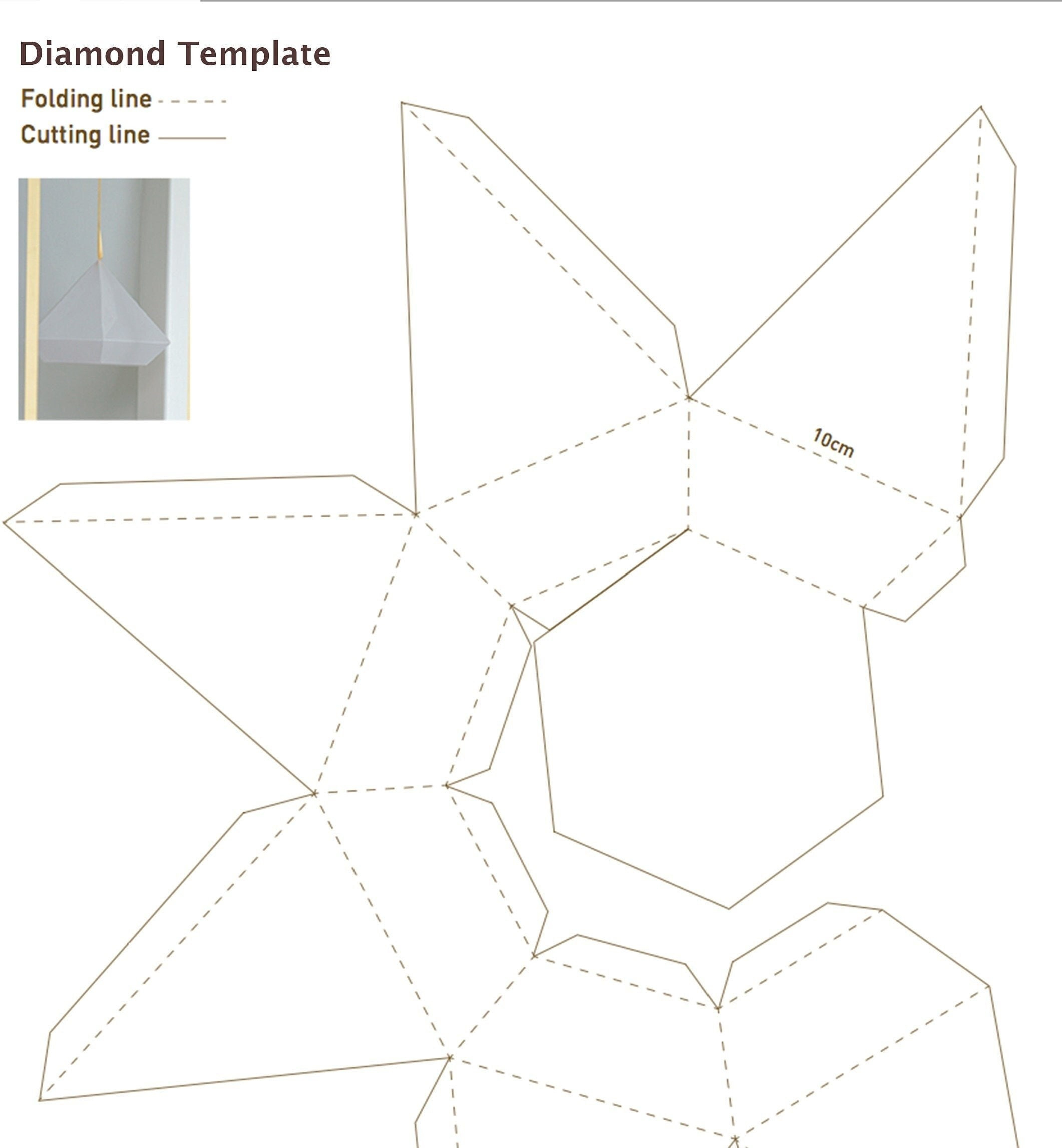 3D Diamond Template Print Colour In Classic Diamond Ornament Shape White A4 Card Print Cut Out Diy Accessories Hanging Diamond Jpg Download for Free Printable 3D Diamond Template