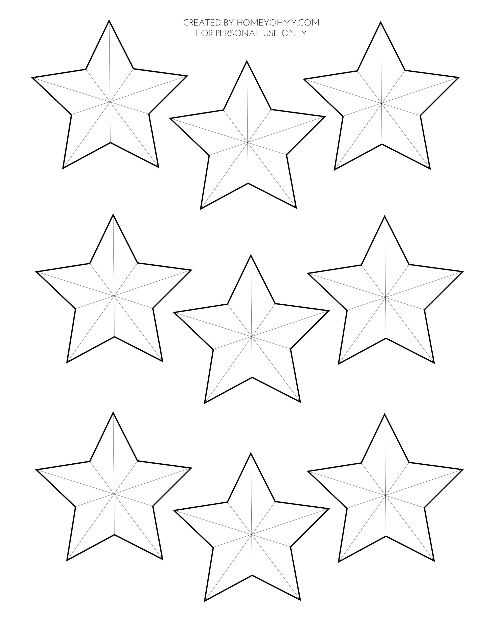 3D Paper Stars Printable - Homey Oh My in Free Printable 3D Star Template