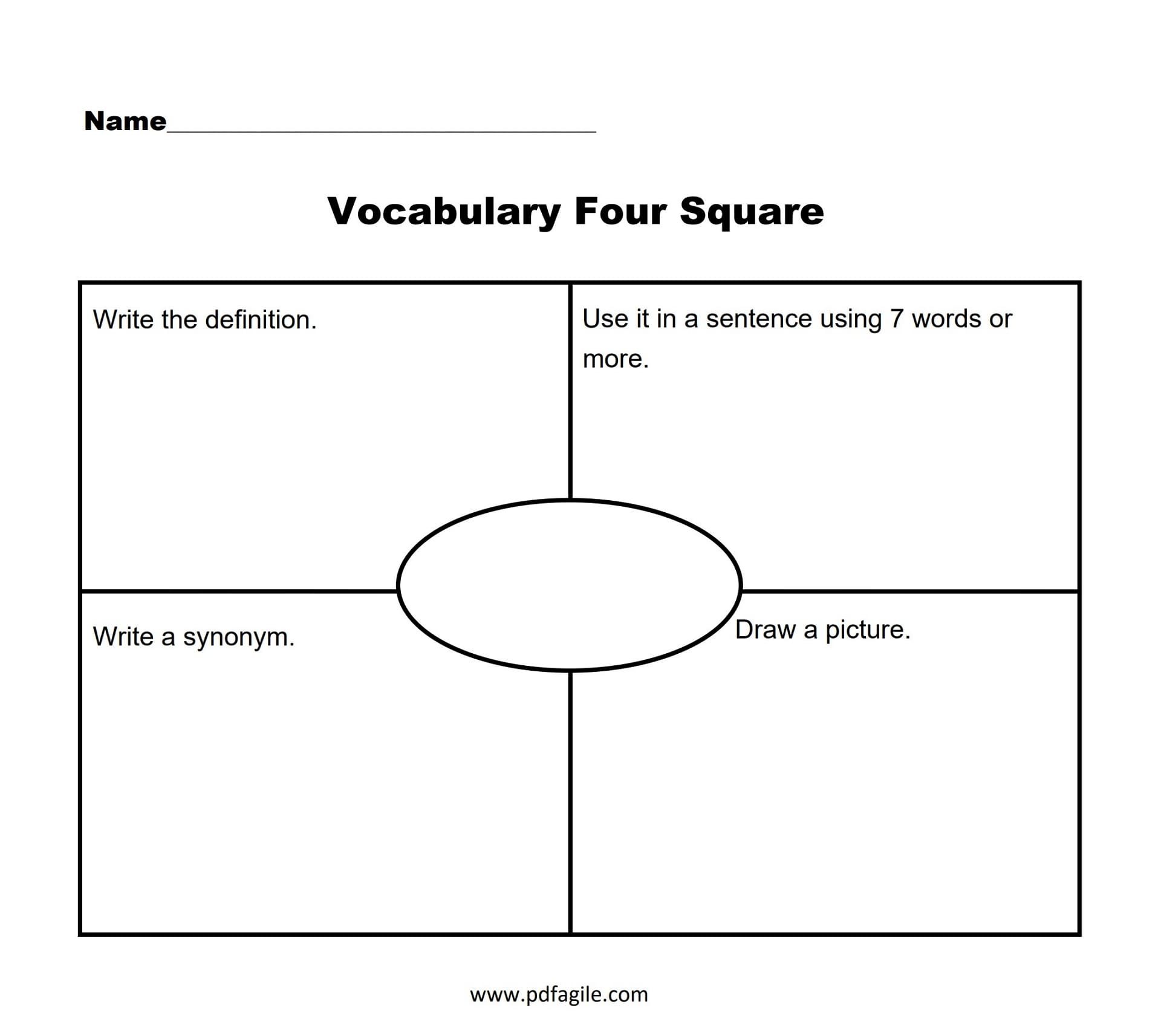 4 Square Vocabulary Graphic Organizer | Pdf Agile for Free Printable Four Square Writing Template